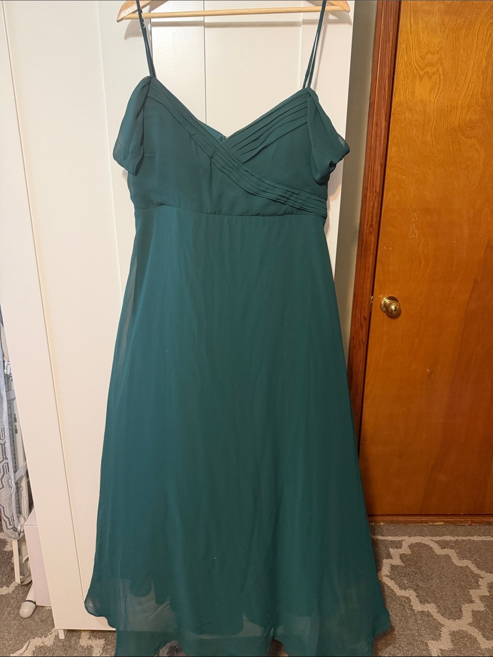 Birdy Grey Spaghetti Strap / Off Shoulder Green A-Line Dress
